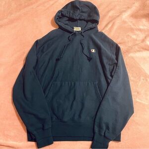 Men’s Champion Reverse Weave Navy Blue Hoodie Size Large